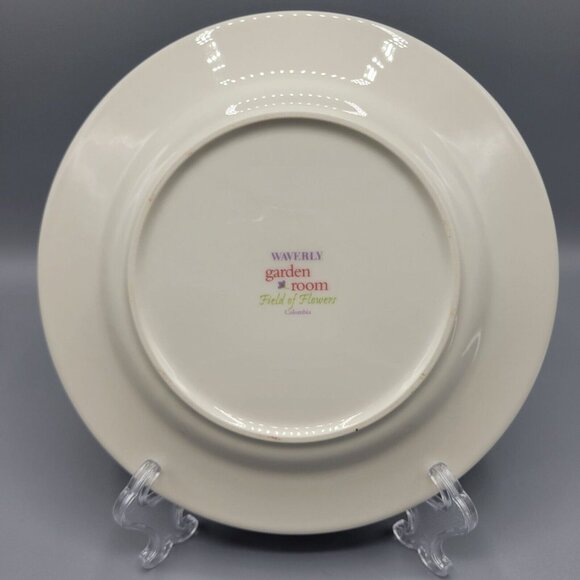 2 Waverly Garden Room Field Of Flowers Salad Plate 8.25" Purple Floral Striped - Picture 4 of 12